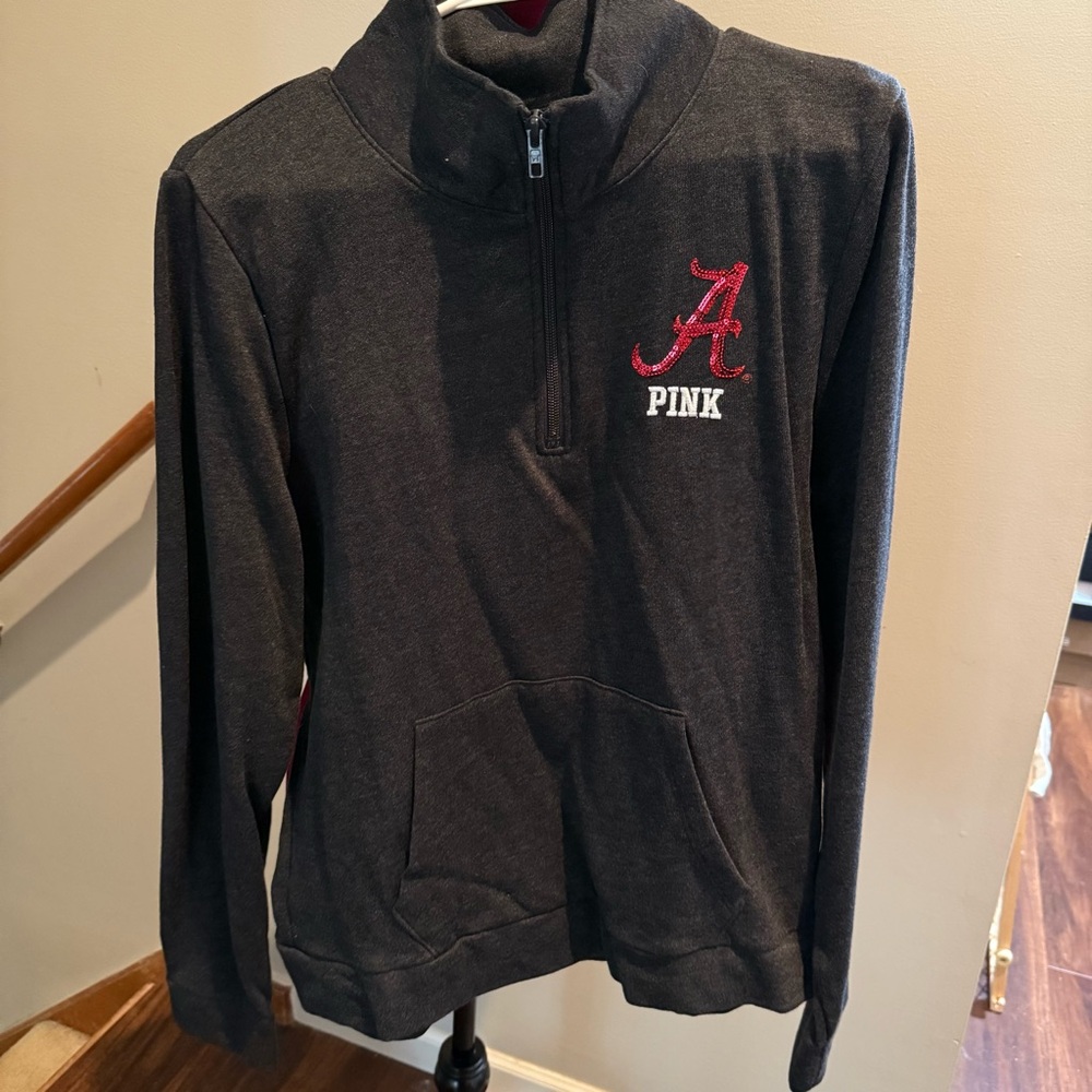 PINK Victoria's Secret Black Quarter-Zip Women’s (Junior) Tee